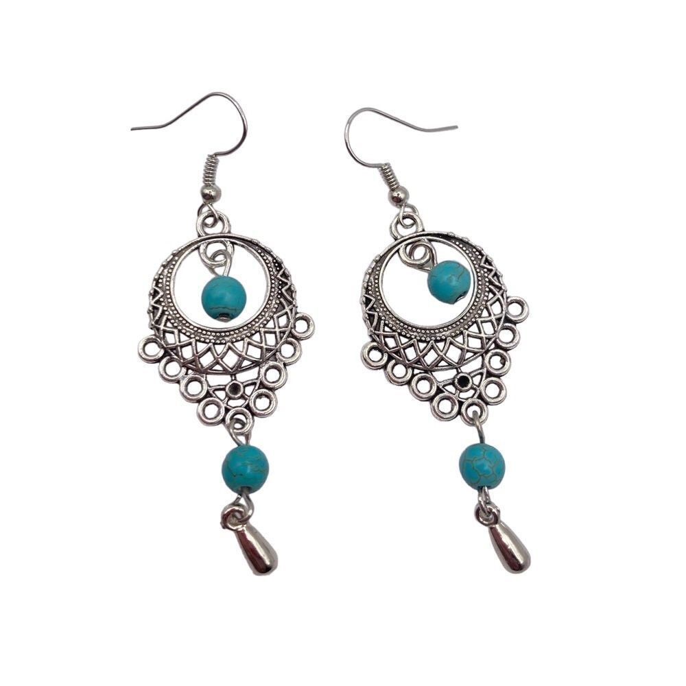 Silver turquoise dangle earrings